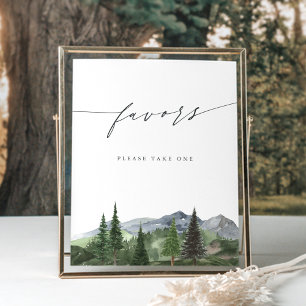 Poster Enseigne de faveurs de montagne à l'aquarelle Timb