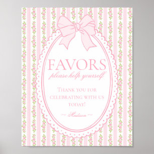 Poster Enseigne de Faveurs Florales Anciennes Rose et Bla