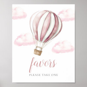 Poster Enseigne de Favors de Baby Shower Montgolfière Ros