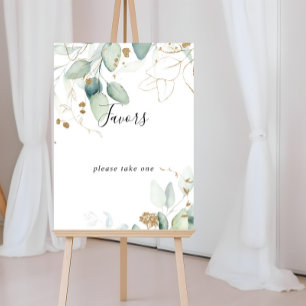 Poster Enseigne de Favors en calligraphie Eucalyptus Or