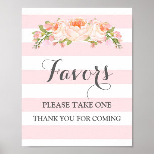 Poster Enseigne de Favors pour Baby Shower Fleurs Roses R