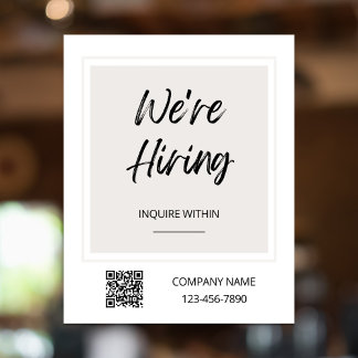 Poster Enseigne de fenêtre 'Nous recrutons maintenant', a