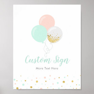 Poster Enseigne de fête personnalisée pour Baby Shower Ro