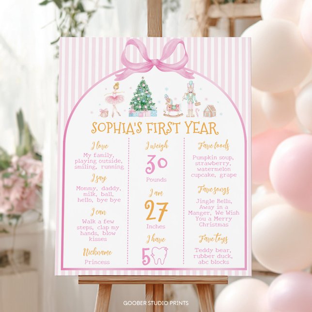 Poster Enseigne de jalons d'anniversaire Rose Hiver Casse (Créateur téléchargé)