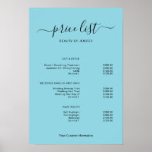 Enseigne de liste de prix de salon minimaliste mod