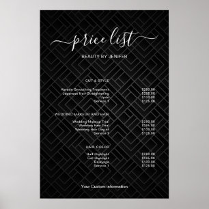 Poster Enseigne de liste de prix de salon minimaliste mod