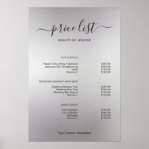 Poster Enseigne de liste de prix de salon minimaliste mod