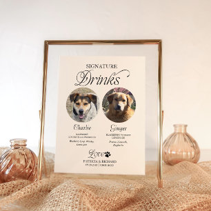 Poster Enseigne de mariage avec photo et boissons signatu
