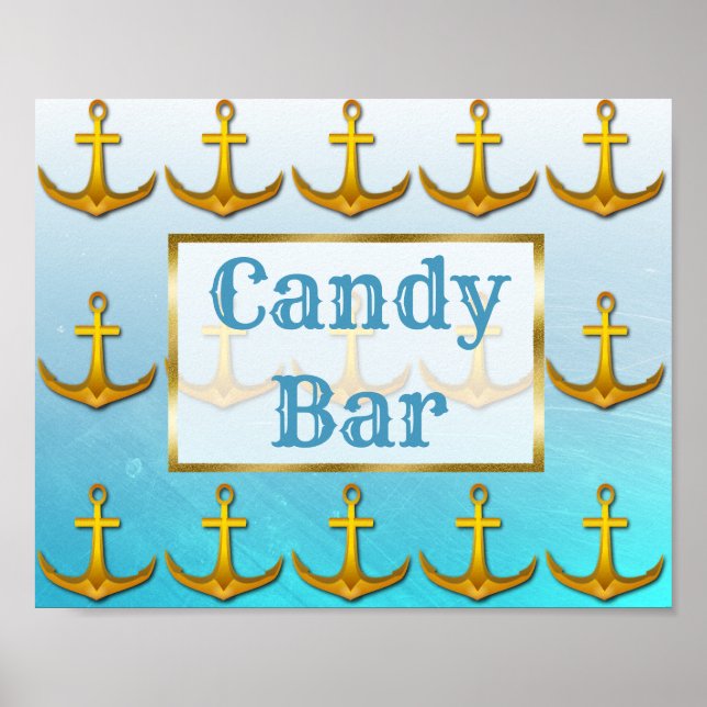 Poster Enseigne de mariage Bar à bonbons Oceanic Aqua Ble (Devant)