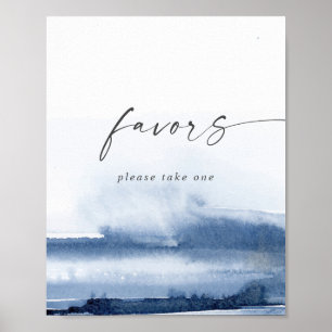Poster Enseigne de mariage bleu à l'aquarelle moderne C
