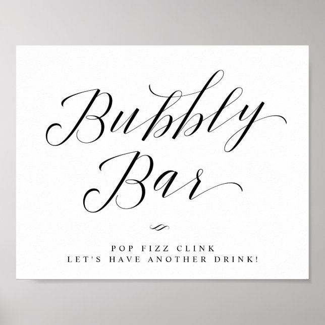 Poster Enseigne de mariage ou de shower de mariage Bubbly (Devant)
