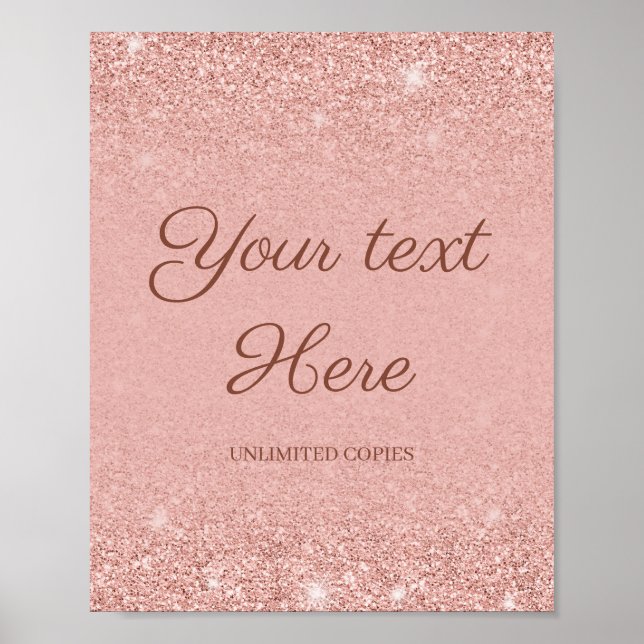 Poster Enseigne de mariage personnalisée pailletée rose g (Devant)