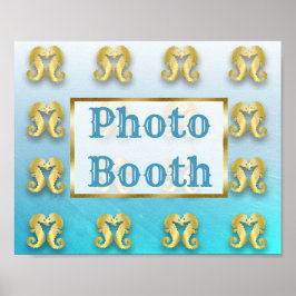 Poster Enseigne de mariage Photobooth Bleu Aqua Océanique
