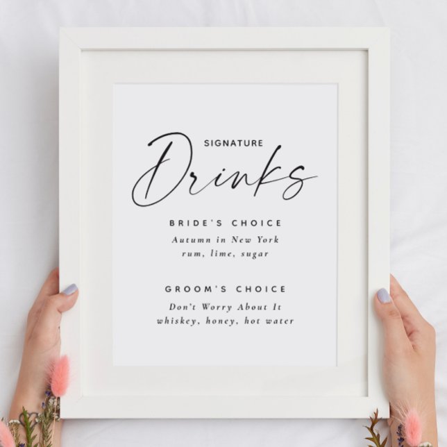 Poster Enseigne de mariage pour boissons signatures | Men (Créateur téléchargé)