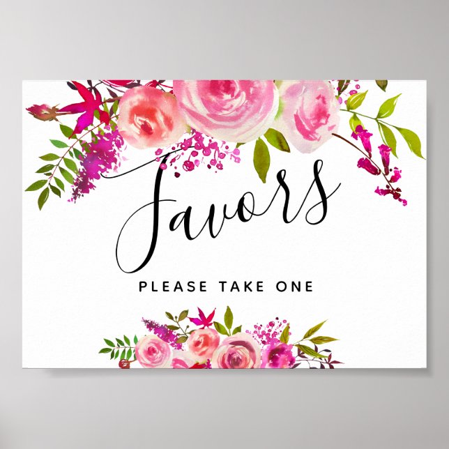 Poster enseigne de mariage/réception Fleurs de pêcher ros (Devant)