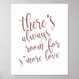 Poster Enseigne de mariage S'more 8x10 en glitter rose do