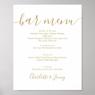 Poster Enseigne de menu de bar à écriture dorée