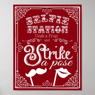 Poster Enseigne de photobooth de mariage couleur personna