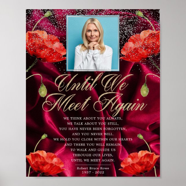 Poster Enseigne de poème funéraire élégant aux roses roug (Devant)