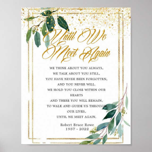 Poster Enseigne de poème funéraire en Eucalyptus Gold (Devant)