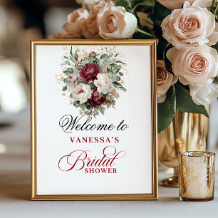 Poster Enseigne de Remise de Cadeaux de Mariage Burgundy 