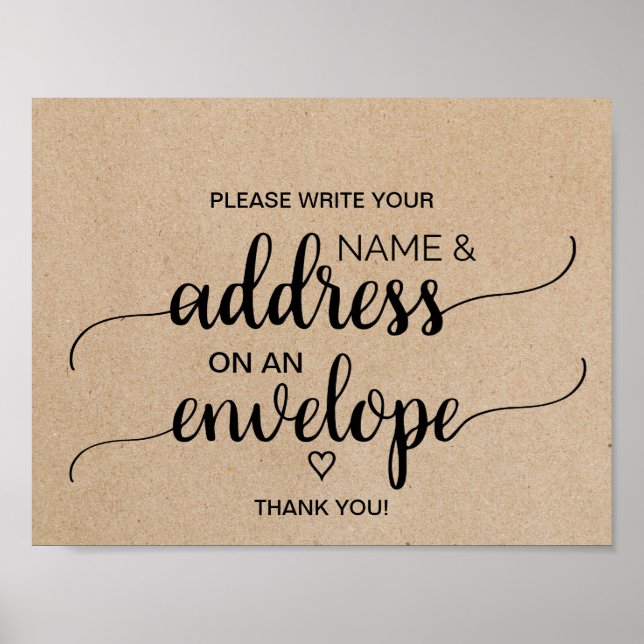 Poster Enseigne de rustique faux kraft d'adresse d'envelo (Devant)