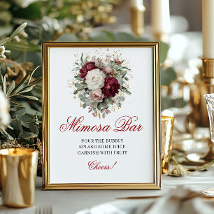 Poster Enseigne de table Bar Blush Burgundy Mimosa artist
