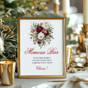 Poster Enseigne de table de bar Mimosa botanique Blush Bo