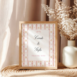 Poster Enseigne de table pour Baby Shower Fleur Rose Ruba
