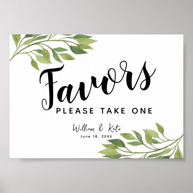Poster enseigne de verdure feuille verte pour fête ou mar (Devant)