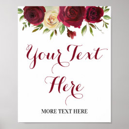 Poster Enseigne décorative personnalisable en rouge vin d