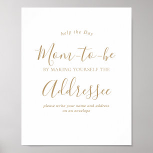 Poster Enseigne d'enveloppe pour Baby Shower en Or Minima