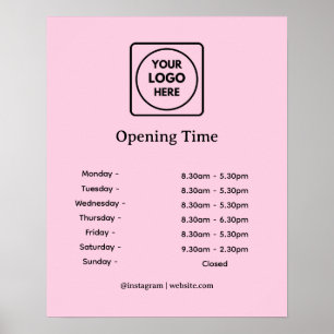 Poster Enseigne des heures d'ouverture de l'entreprise