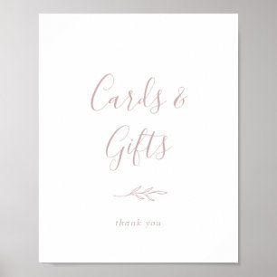 Poster Enseigne minimale de cartes et cadeaux rose poudré