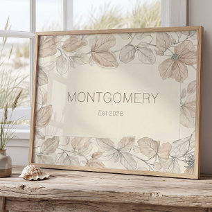 Poster Enseigne murale élégante de nom de famille en styl