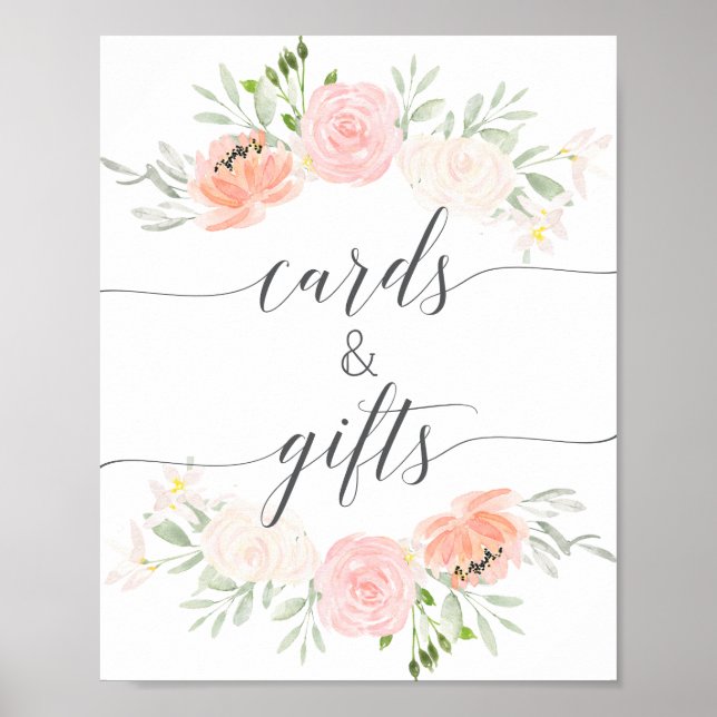 Poster Enseigne Pastel Blush Cadeaux et Cartes (Devant)