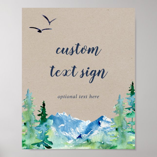 Poster Enseigne personnalisée avec texte Kraft Mountain C (Devant)