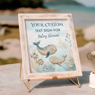 Poster Enseigne personnalisée Baby Shower Baleine sous la