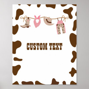 Poster Enseigne personnalisée Baby Shower Cowgirl Rose