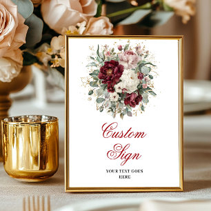 Poster Enseigne personnalisée fleurs Bourgogne Bohème de