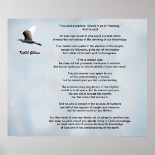 Poster Enseignement par Kahlil Gibran