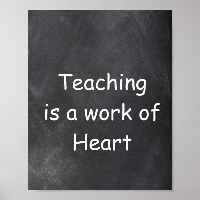 Poster Enseignement Travail Coeur Chalkboard Classe Décor (Devant)