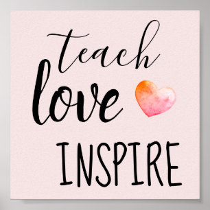 Poster Enseigner Amour Inspirer Enseignants Rose