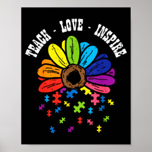Poster Enseigner Amour Inspirer Fleur Sensibilisation à l
