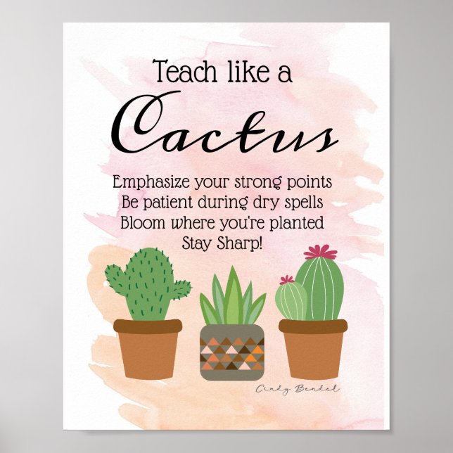 Poster Enseigner Comme Un Cactus Mur De Professeur Imprim (Devant)