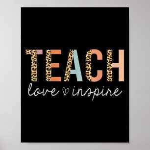 Poster Enseigner L'Amour Insérez Leopard Retour À L'École