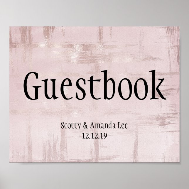Poster Enseignes de mariage personnalisables Rose Gold &  (Devant)