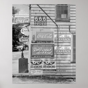 Poster Enseignes sur un magasin général, 1938. Photo vint
