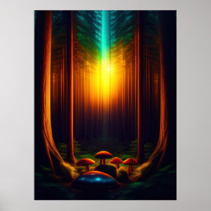 Poster Ensemble d'affiches de champignons fantaisistes bi