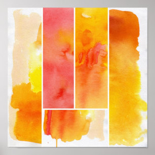 Poster Ensemble d'aquarelle abstraite peinte à la main